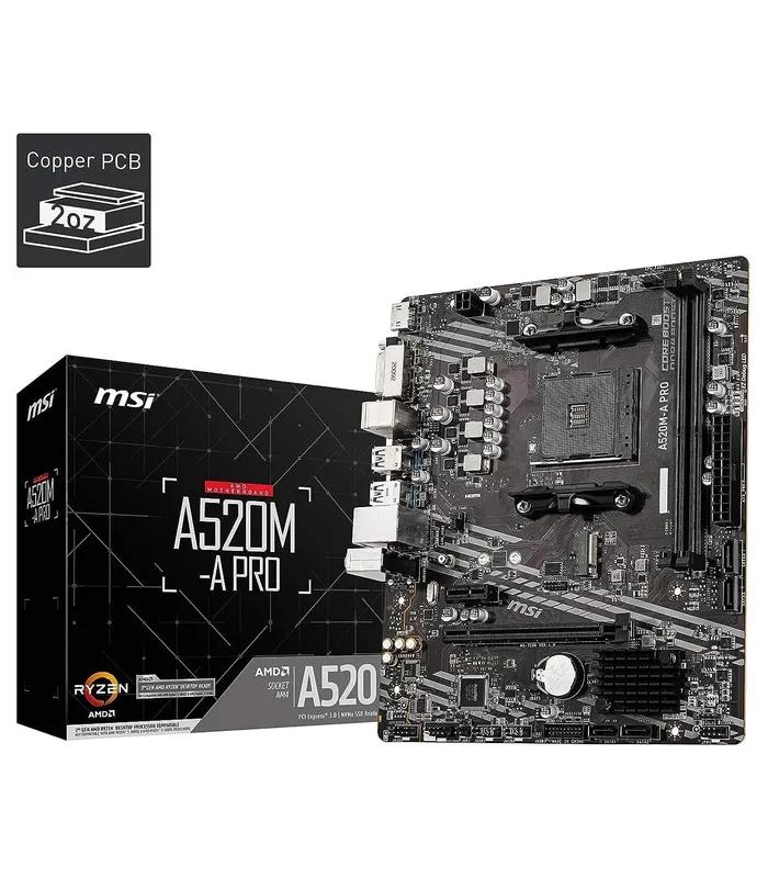 MSI A520M-A PRO Gaming Motherboard – AMD Ryzen 5000, AM4, DDR4, PCIe 3.0, M.2, USB 3.2, Micro-ATX