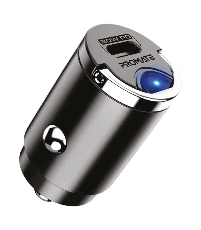Promate Car Charger, Smallest 20W Fast Charging USB-C™ Power Delivery Car Phone Charger