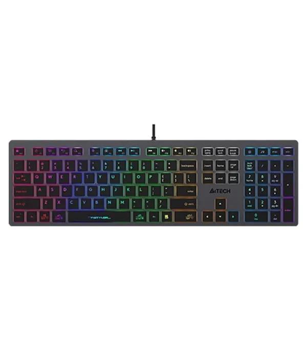 A4Tech FX60H FStyler Grey (Neon Backlit) Wired Keyboard with 2 USB HUB