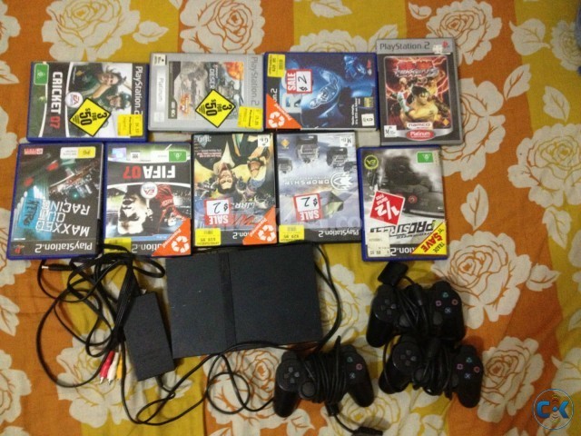 ps2 for with three controlers and 8 disc also all accesories large image 0