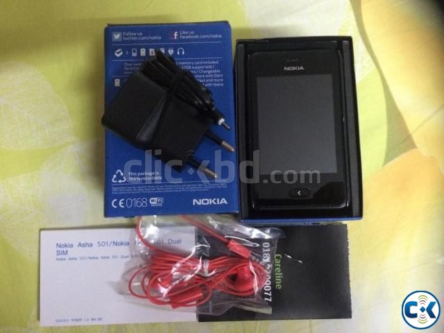 Nokia Asha 501 Black Dual Sim With Warranty Boxed large image 0