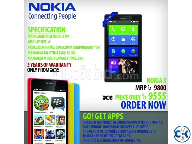  ACE NOKIA X with 3 YEARS OF WARRANTY FREE HOME DELIVERY large image 0