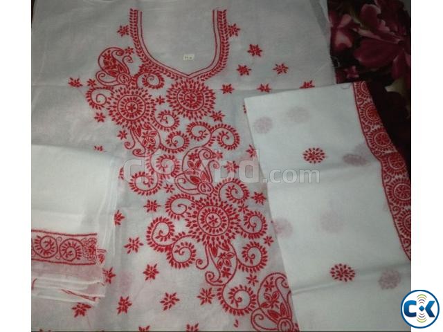 Cotton 2 3 pcs unstitched handicraft large image 0