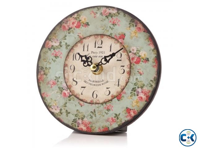 Paris Rose Shabby Chic Aged Wooden Mantle Table Clock large image 0