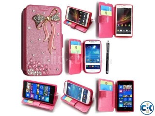 LUXURY 3D BLING DIAMOND FLIP CASE COVER FOR NOKIA LUMIA 630