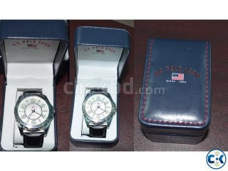 U-S Polo Assn Classic Watch Mens Silver Dial Black Strap