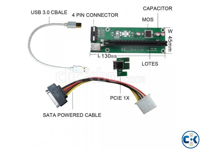 PCI-E 16X to 1X Adapter USB 3.0 Riser Cable large image 0