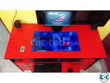 Gaming Computer table moded LED transparent glas@01747602656