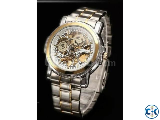 Men s Skeleton Mechanical Watch Transparent large image 0