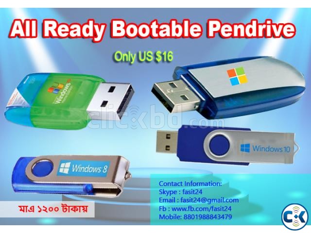 Readymade USB 8 GB Bootable Pendrive with windows large image 0