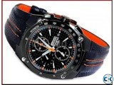 Seiko cornograp Orange Black Leather Band