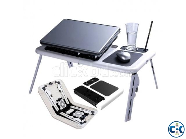 Portable Folding Laptop Table with Double Cooling Fan large image 0