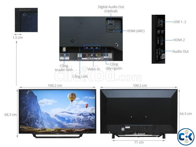 Sony TV Bravia 40 Inch W650D Wi-Fi Smart Full HD LED TV large image 0