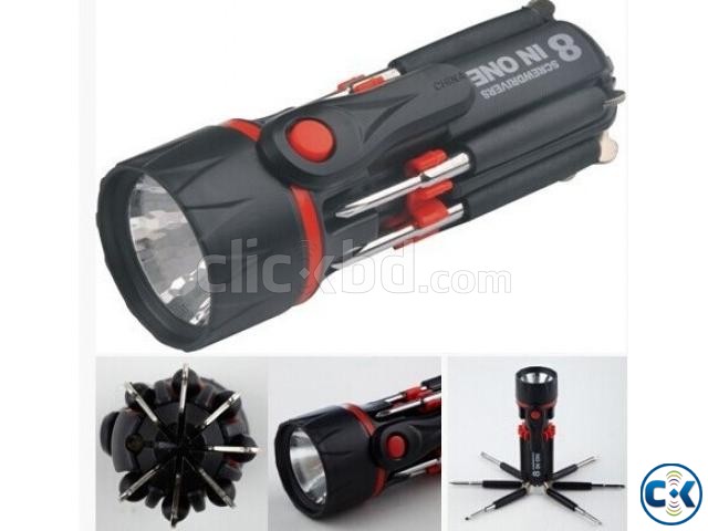 8-in-1 Screwdriver With Torch-স্ক্রু ড্রাইভার সাথে টর্চ large image 0