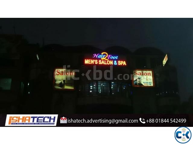 Neon Sign Board With Lighting Restaurants Salon. large image 0