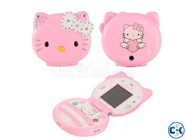 Hello Kitty K688 Mini Folding Mobile Phone - White large image 0