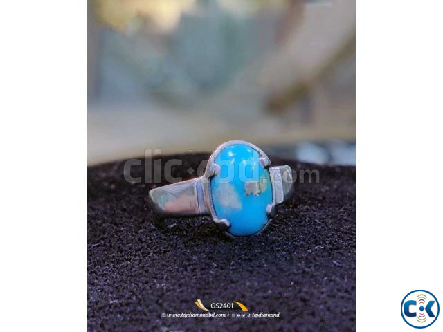 Turquoise Stone Silver Ring large image 1