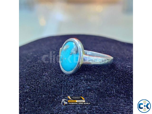 Natural Nishapuri Feroza Ring Men s High Quality Turquoise G large image 0