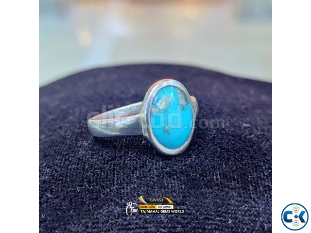 Natural Nishapuri Feroza Ring Men s High Quality Turquoise G large image 1