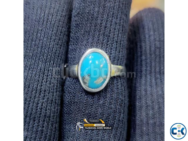 Natural Nishapuri Feroza Ring Men s High Quality Turquoise G large image 2