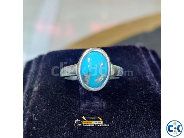 Natural Nishapuri Feroza Ring Men s High Quality Turquoise G large image 3