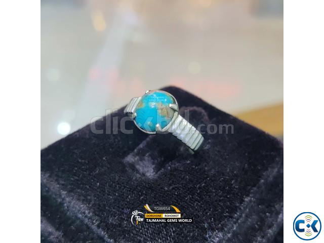 Natural Nishapuri Feroza Ring Men s High Quality Turquoise G large image 0