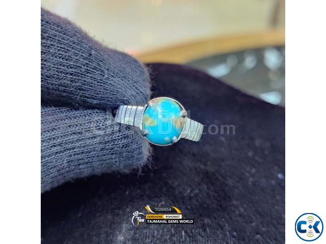 Natural Nishapuri Feroza Ring Men s High Quality Turquoise G large image 1