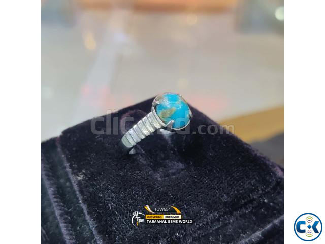 Natural Nishapuri Feroza Ring Men s High Quality Turquoise G large image 2