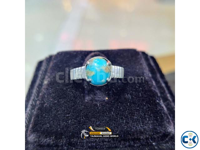 Natural Nishapuri Feroza Ring Men s High Quality Turquoise G large image 3