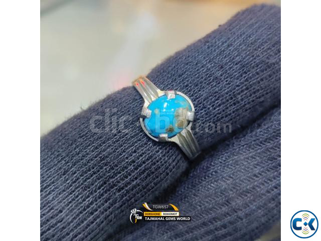 Turquoise Gemstone Engagement Ring Antique Quality Silver Fi large image 0