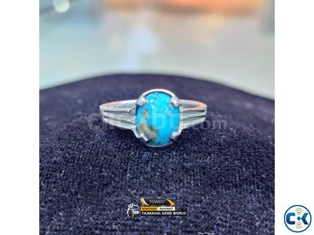 Turquoise Gemstone Engagement Ring Antique Quality Silver Fi large image 1