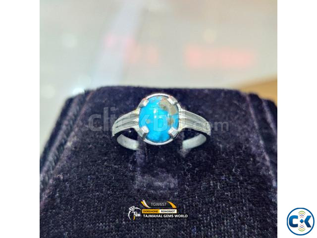 Turquoise Gemstone Engagement Ring Antique Quality Silver Fi large image 3