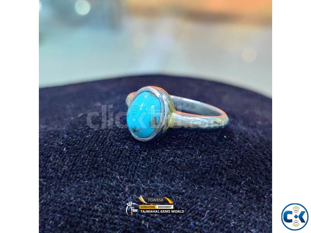 Real Turquoise Wedding Ring Antique Firoza Stone Rings For M large image 2