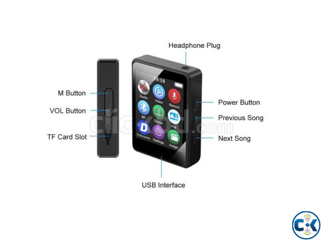 AideeMaster MP3 Player Bluetooth 5.0 MP4 Video Player FM E-b large image 2