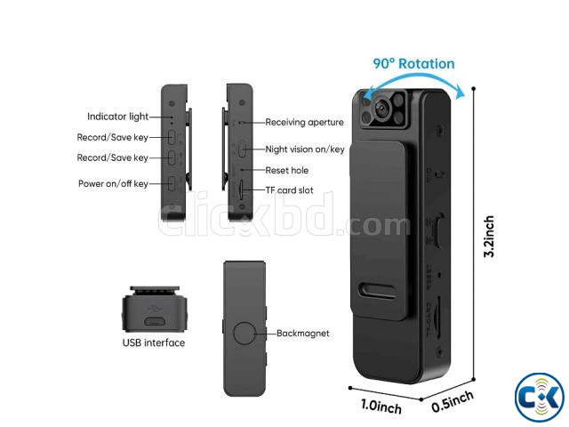 L8 Mini Clip Body Camera HD 1080P Night Vision large image 3