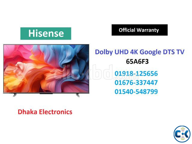 Hisense 65 inch 65A6F3 4K Google DTS TV Official large image 0