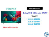 Hisense 43 inch 43A6F3 4K Google DTS TV Official