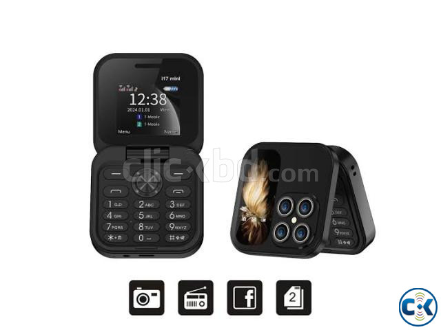 i17 Mini Folding Mobile Phone 2 SIM Purpal large image 3