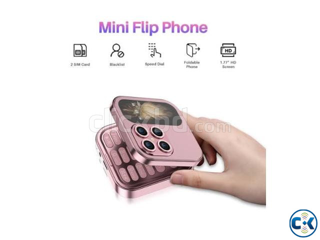 i17 Mini Flip Phone 2 SIM Rose Gold large image 3