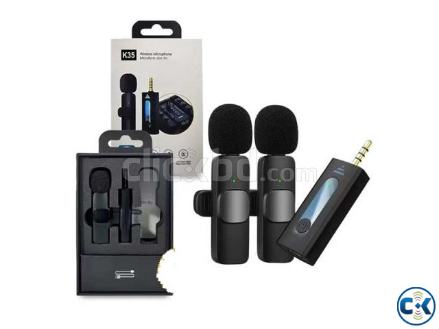 K35 Pro Dual Mic Wireless Microphone 3.5mm Jack large image 0