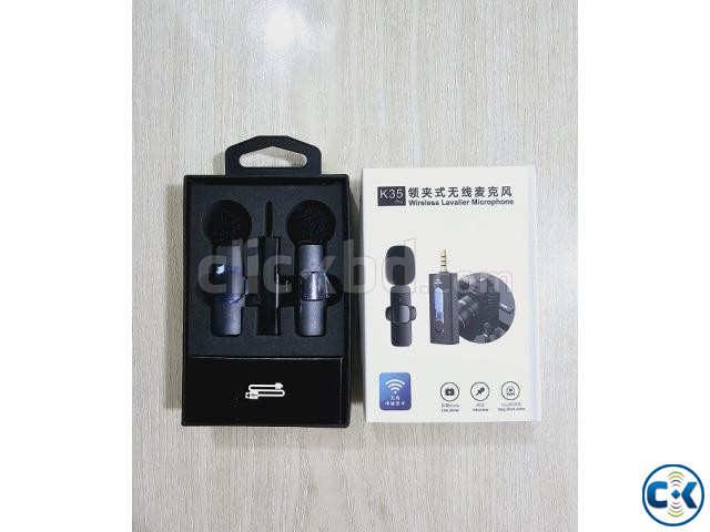 K35 Pro Dual Mic Wireless Microphone 3.5mm Jack large image 4