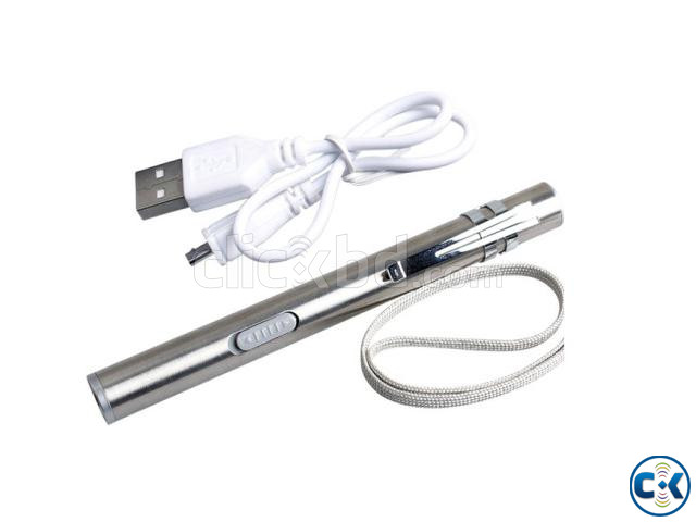 LED Pen Flashlight Rechargable Torch with Clip large image 0