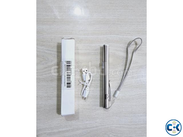 LED Pen Flashlight Rechargable Torch with Clip large image 2