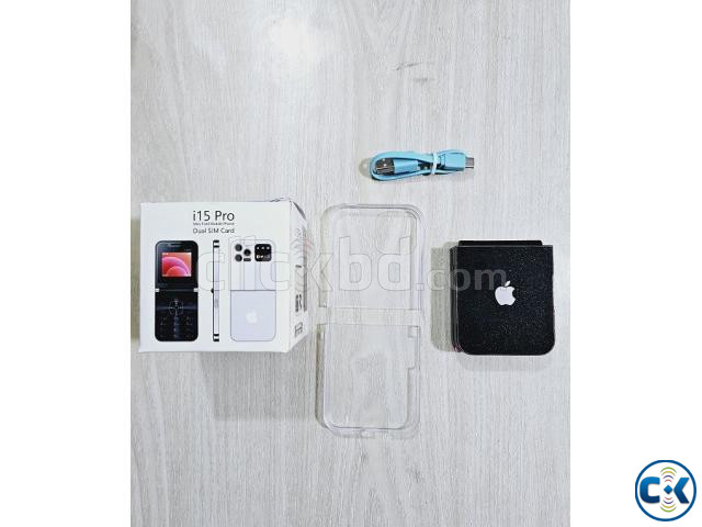 i15 Pro Flip Fold Phone Dual Sim With Cover Black large image 1