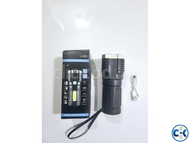 LS03 COB Flash Light Torch 4 Light Rechargeable large image 1