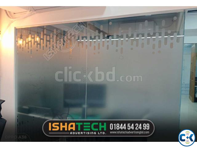 Frosted Printing Glass Sticker Victory Properties ltd large image 0