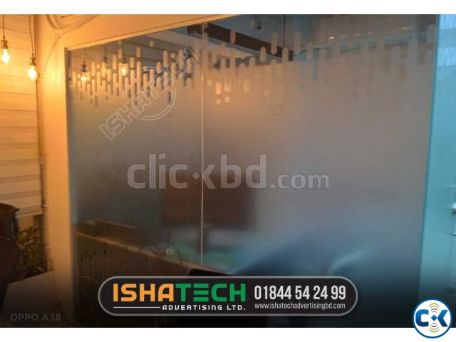 Frosted Printing Glass Sticker Victory Properties ltd large image 1