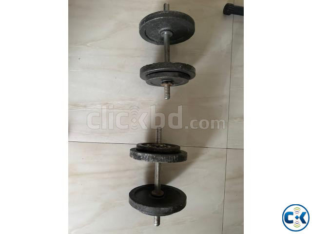 Exercise bench adjustable dumbbells 10kg each  large image 3