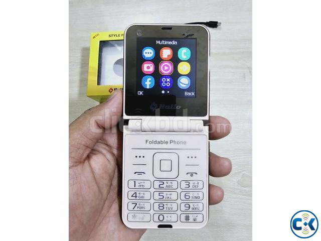 Hallo Style Folding Phone Four Sim Black large image 3