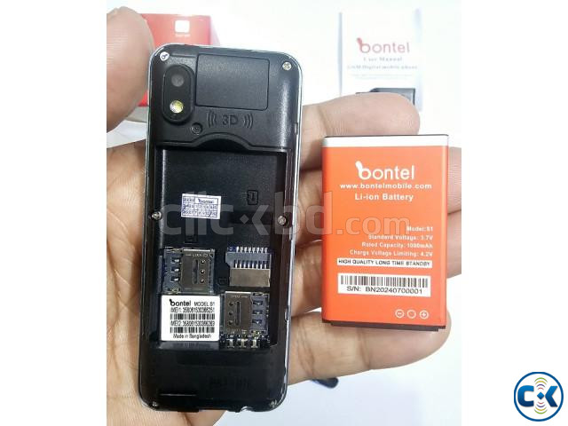 Bontel S1 Super Slim Mini Feature Phone With Cover Blue large image 3